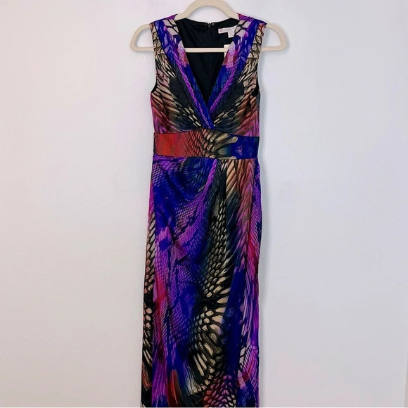 Boston Proper Wrap Front Python Print Maxi Dress Pink Multi 2 Bold Statement NWT - Picture 2 of 7
